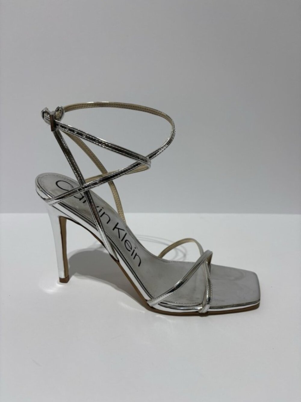 Calvin Klein Women’s Tegin Silver Heeled Sandals, Size 11 M